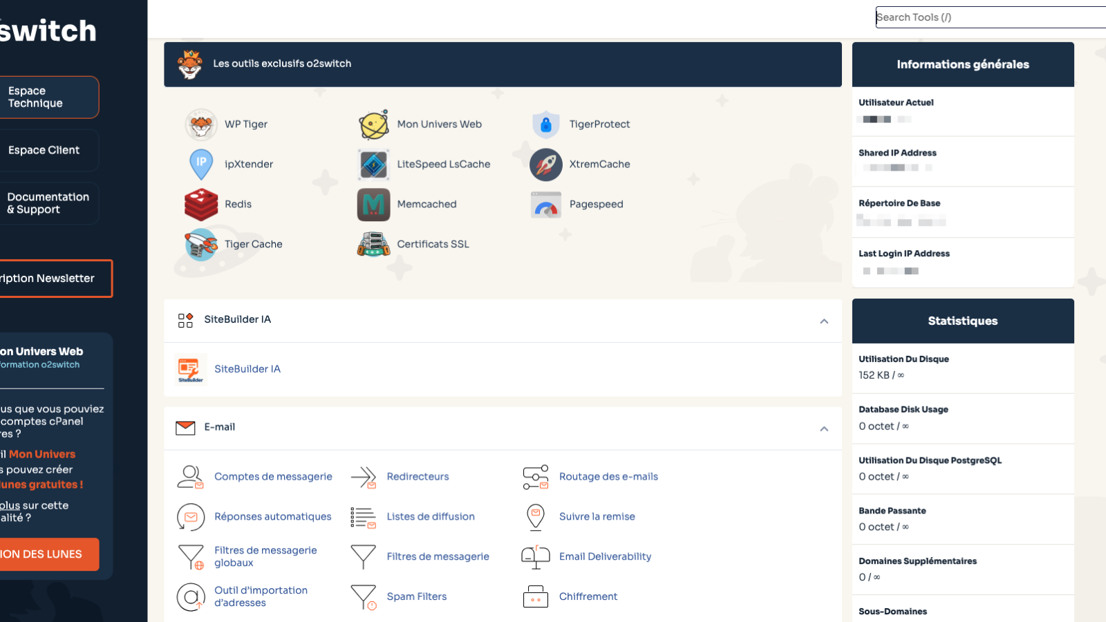 Vue d'ensemble du c panel