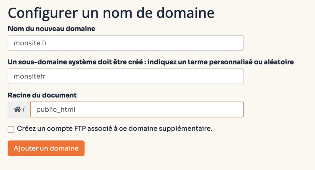 configurer nom de domaine