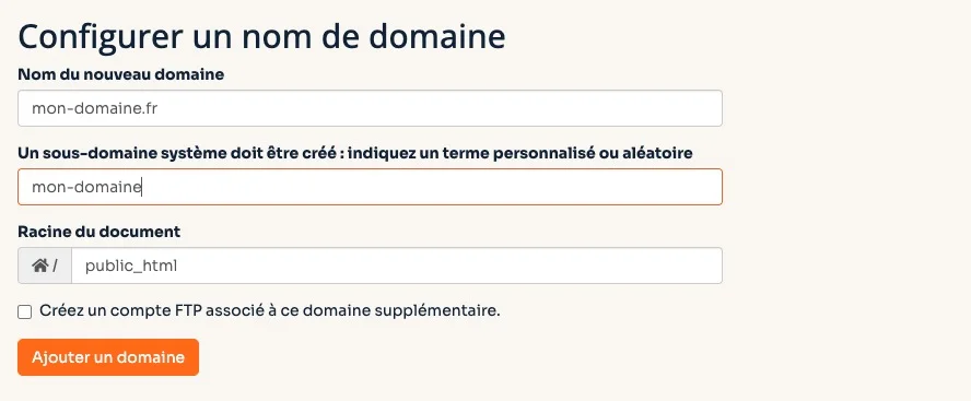 Configurer un nom de domaine