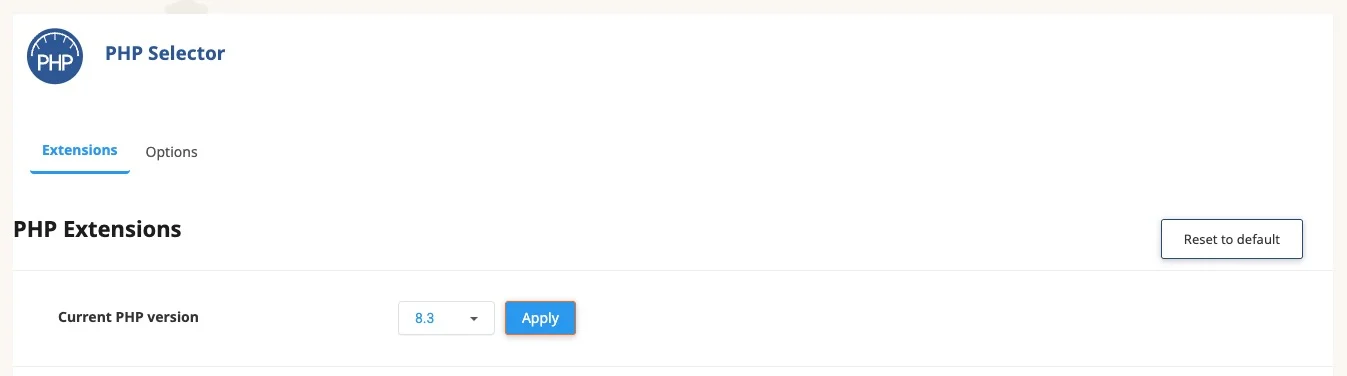 sélectionner une version de php compatible