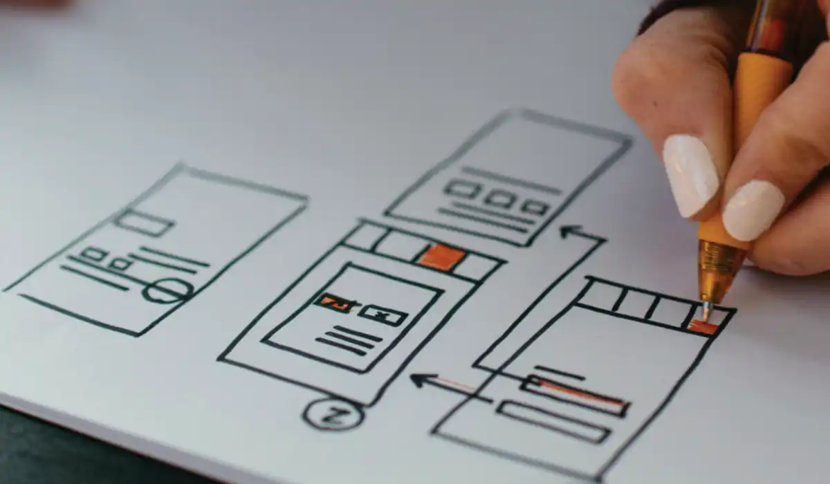 Quelqu'un qui dessine des wireframes